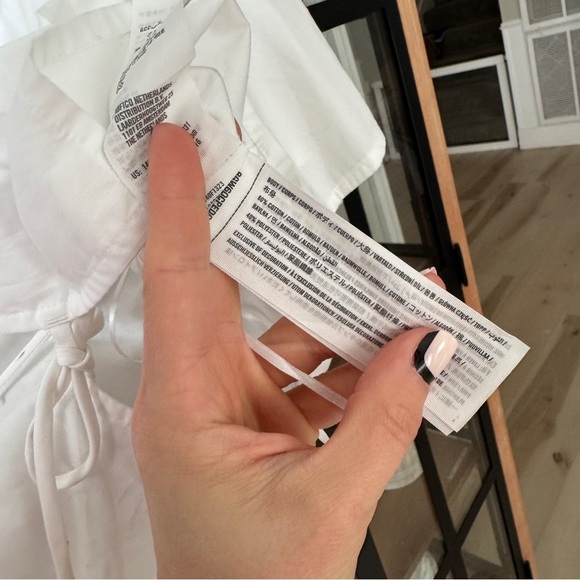 Abercrombie tie front bows top blouse Short Sleeve Poplin adjustable scoop neck - Picture 5 of 8